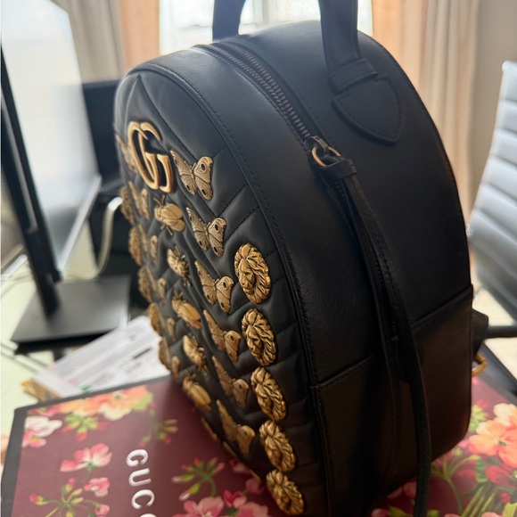 Gucci Black Backpack with Gold Insect Accents - Picture 3 of 5